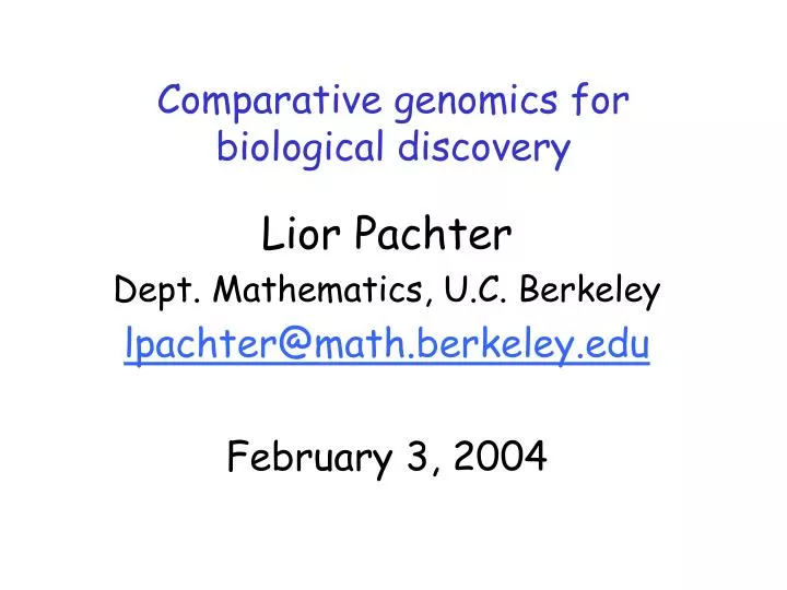 comparative genomics for biological discovery