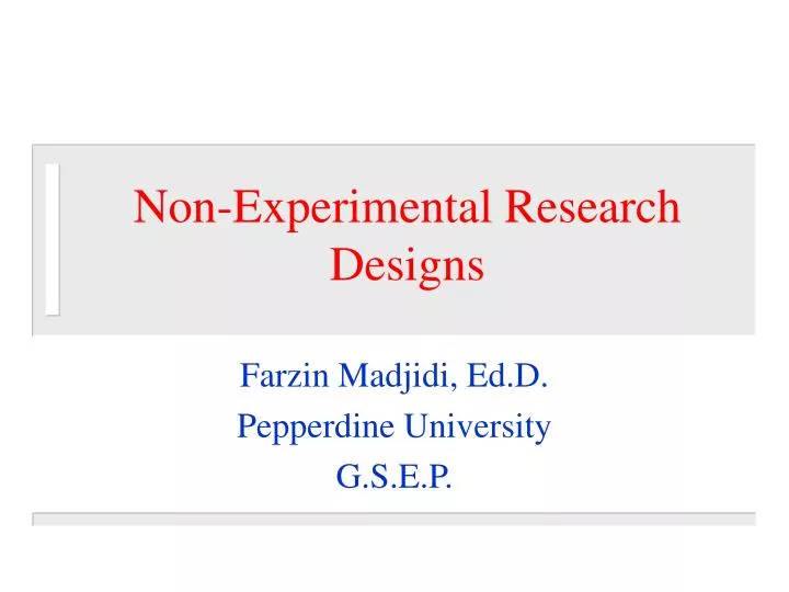 non experimental research designs