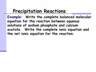 Precipitation Reactions