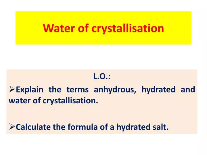 water of crystallisation