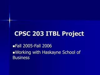 CPSC 203 ITBL Project