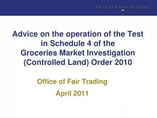Office of Fair Trading April 2011