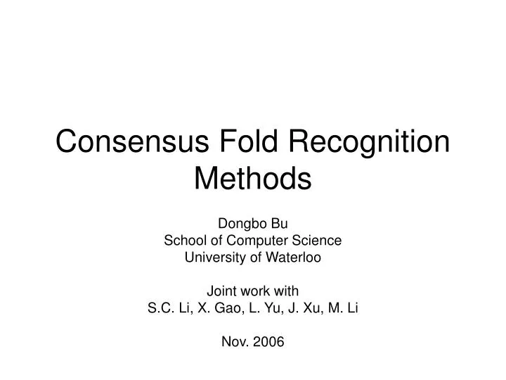 consensus fold recognition methods