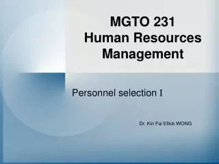 MGTO 231 Human Resources Management