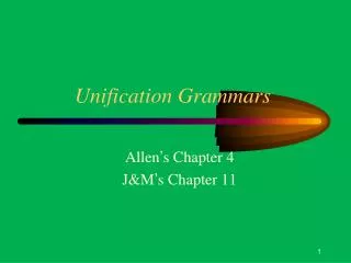 Unification Grammars