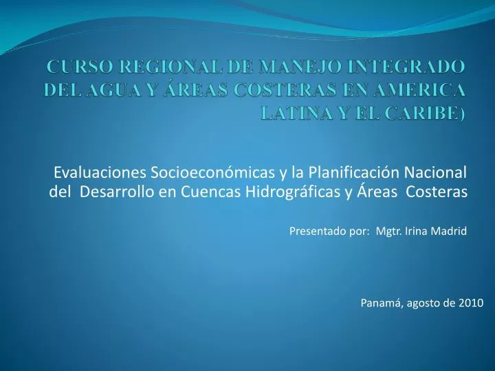 curso regional de manejo integrado del agua y reas costeras en america latina y el caribe