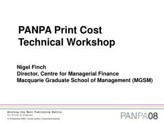 PANPA Print Cost Technical Workshop
