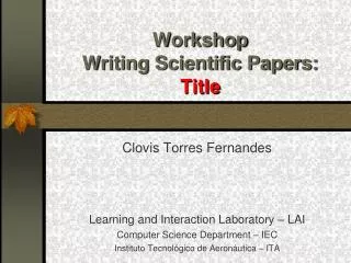 Workshop Writing Scientific Papers: Title