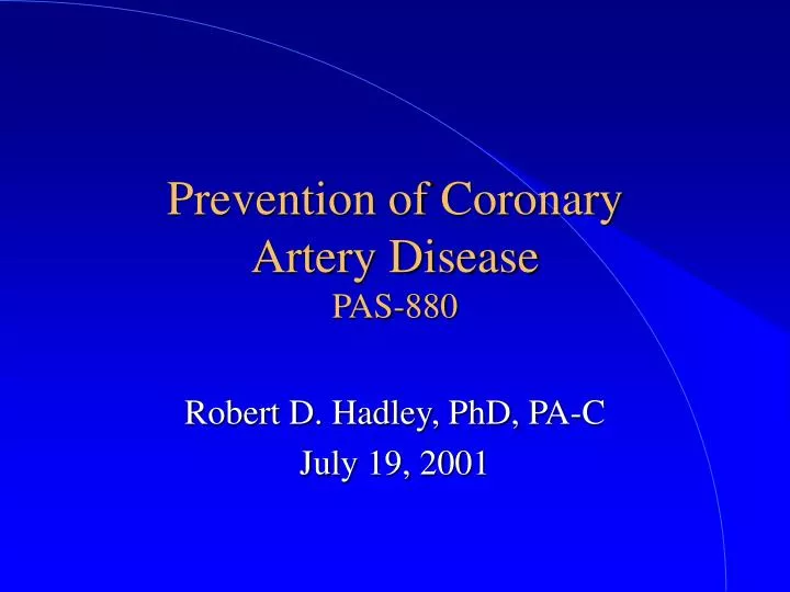 prevention of coronary artery disease pas 880