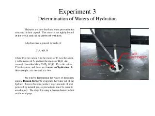 Experiment 3 Determination of Waters of Hydration