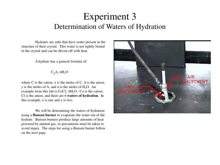 experiment 3 determination of waters of hydration