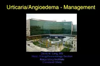 Urticaria/Angioedema - Management