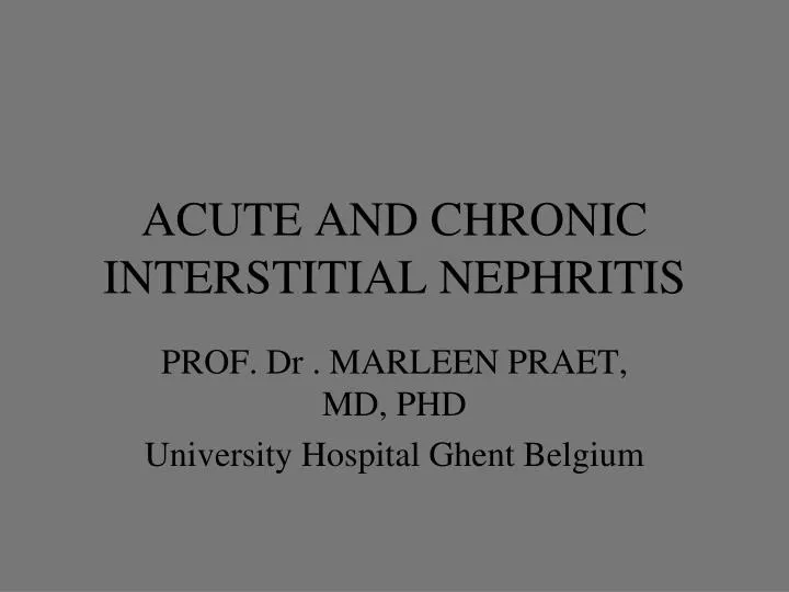 acute and chronic interstitial nephritis