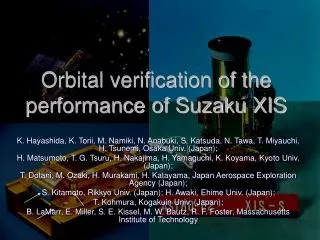 Orbital verification of the performance of Suzaku XIS