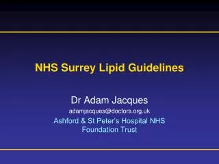 NHS Surrey Lipid Guidelines