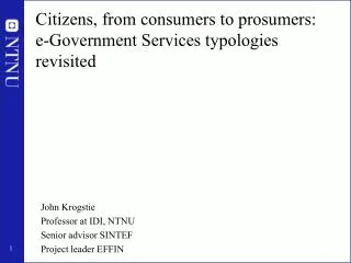 Citizens, from consumers to prosumers: e-Government Services typologies revisited