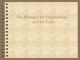 The Manager, the Organization, and the Team
