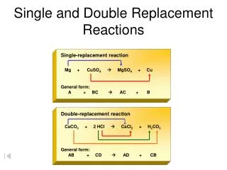 single and double replacement reactions