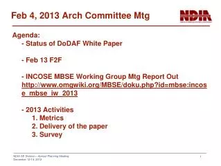 Feb 4, 2013 Arch Committee Mtg