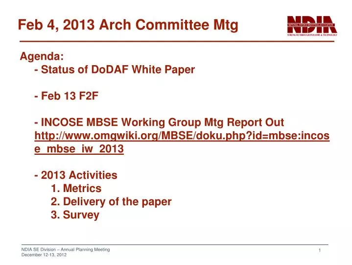 feb 4 2013 arch committee mtg
