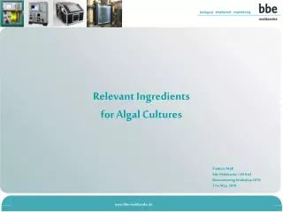 Relevant Ingredients for Algal Cultures