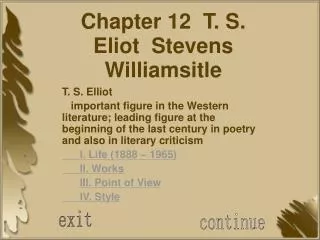 Chapter 12 T. S. Eliot Stevens Williamsitle