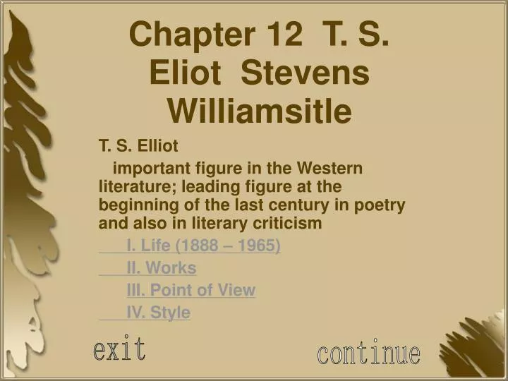 chapter 12 t s eliot stevens williamsitle