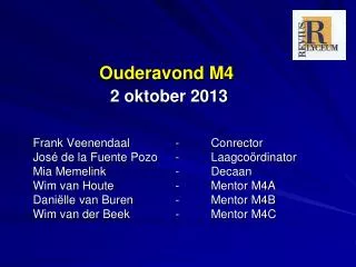 ouderavond m4 2 oktober 2013