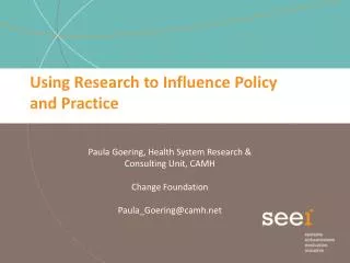 Using Research to Influence Policy and Practice