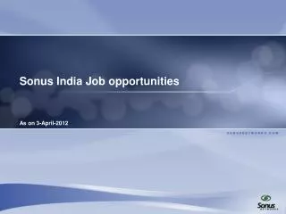 Sonus India Job opportunities