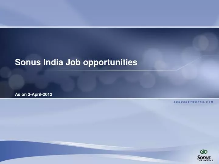 sonus india job opportunities