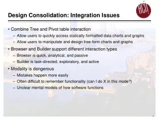 Design Consolidation: Integration Issues