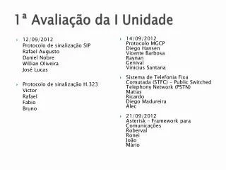 1 avalia o da i unidade