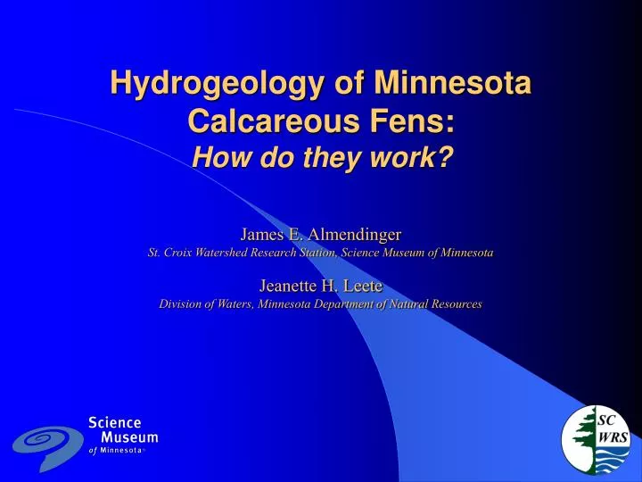 hydrogeology of minnesota calcareous fens how do they work