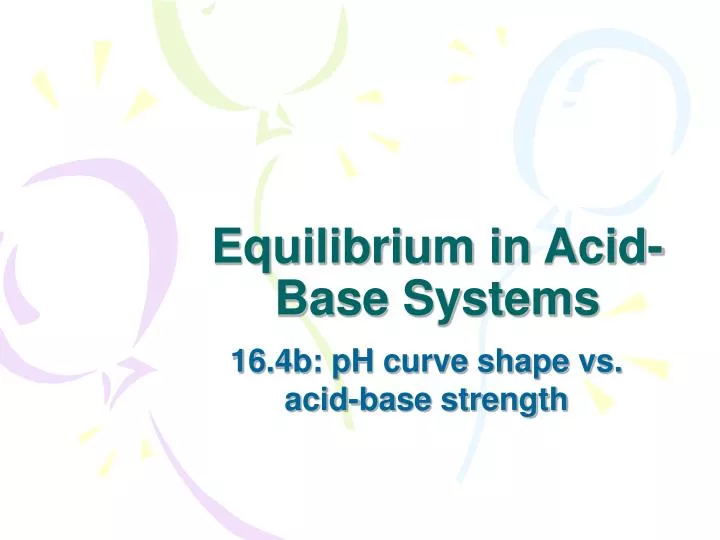 equilibrium in acid base systems