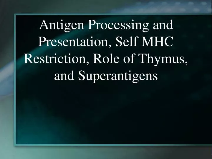 antigen processing and presentation self mhc restriction role of thymus and superantigens