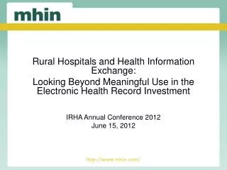 Rural Hospitals and Health Information Exchange: