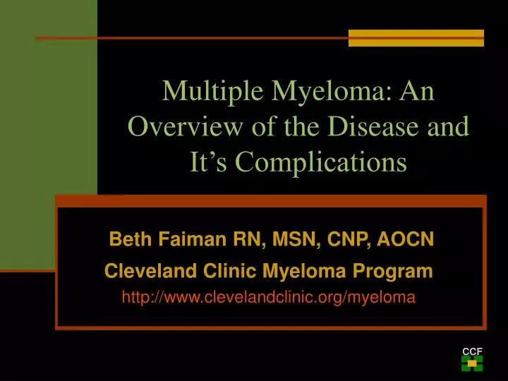 multiple myeloma an overview of the disease and it s complications