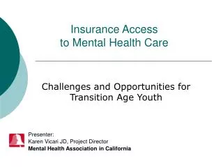 Insurance Access to Mental Health Care