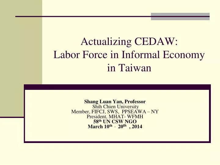 actualizing cedaw labor force in informal economy in taiwan