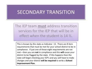 SECONDARY TRANSITION