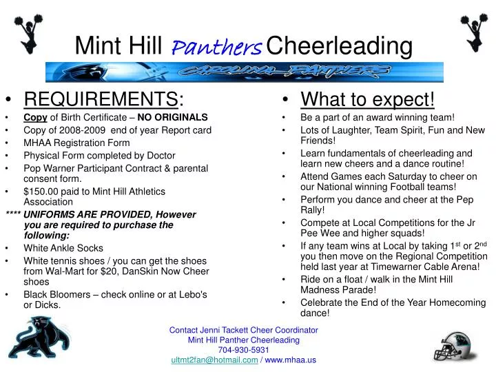 mint hill panthers cheerleading