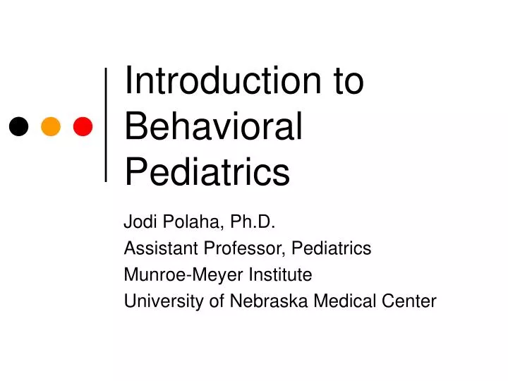 introduction to behavioral pediatrics