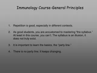 Immunology Course-General Principles