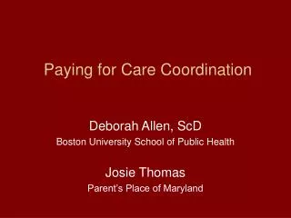 Paying for Care Coordination