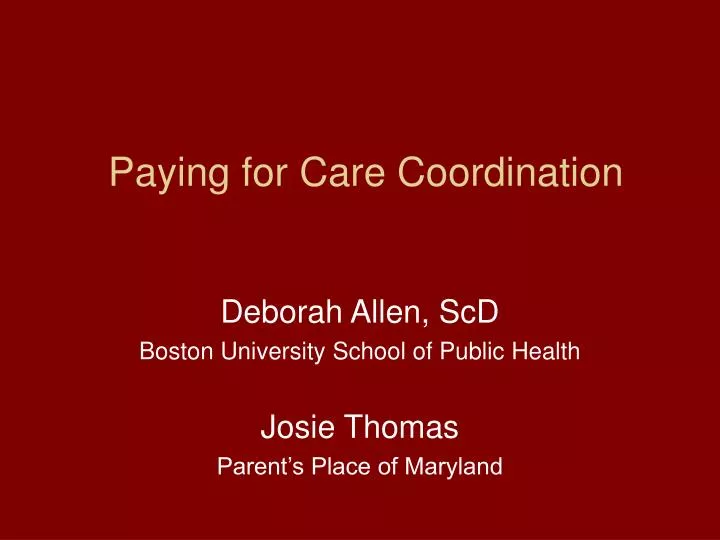 paying for care coordination