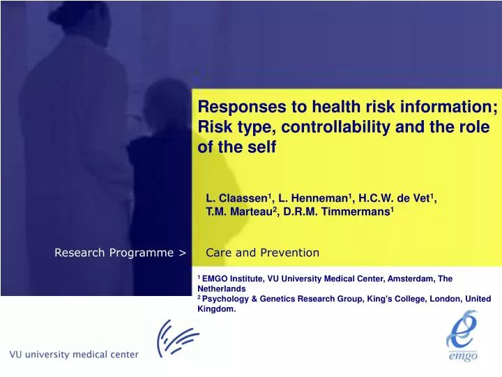 responses to health risk information risk type controllability and the role of the self