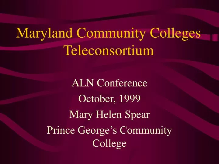 maryland community colleges teleconsortium