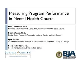 Measuring Program Performance in Mental Health Courts