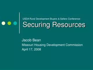 USDA Rural Development Buyers &amp; Sellers Conference: Securing Resources